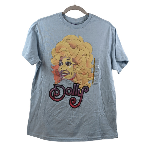 Dolly Parton Short Sleeve Graphic TShirt S Blue Country Icon Casual Layer Staple - Picture 6 of 7